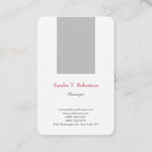 Trendy simpele minimalistische zilvergrijs wit visitekaartje (Voorkant)