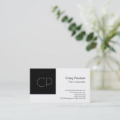 Trendy Simple Black White Monogram Visitekaartje (Staand voorkant)