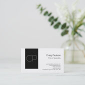 Trendy Simple Black White Monogram Visitekaartje (Staand voorkant)