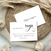 Trendy Simple Calligraphy Overlay Photo Wedding RSVP Kaartje
