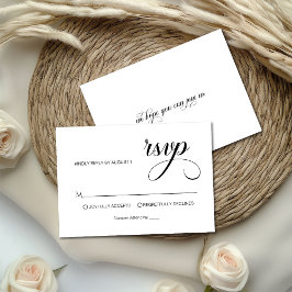 Trendy Simple Calligraphy Overlay Photo Wedding RSVP Kaartje