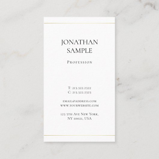 Trendy Simple Design Elegant Plain Luxury Modern Visitekaartje (Achterkant)