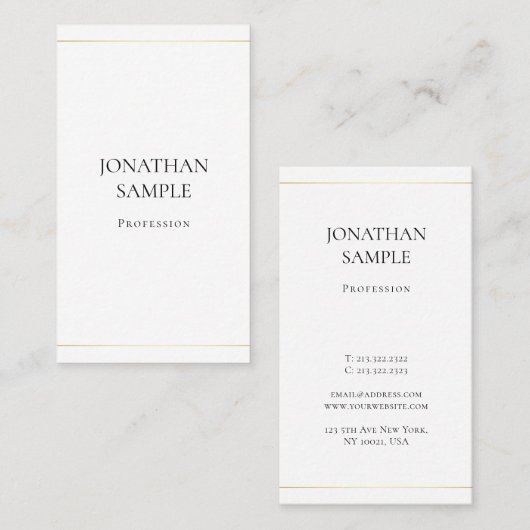 Trendy Simple Design Elegant Plain Luxury Modern Visitekaartje (Voorkant / Achterkant)