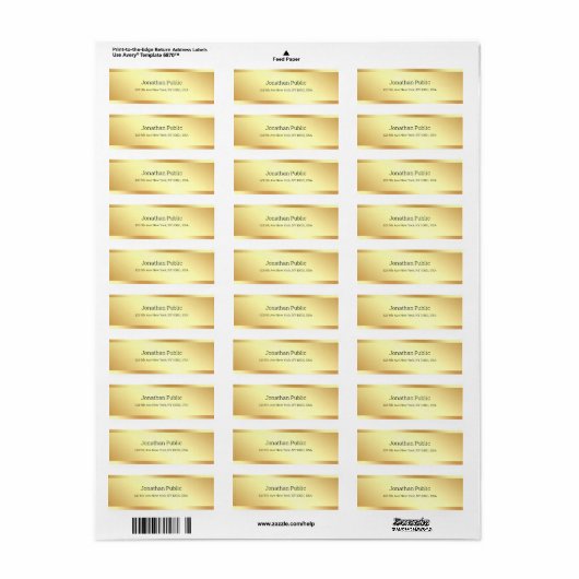 Trendy Simple Design Gold Sjabloon Elegant Moderne Etiket (Full Sheet)