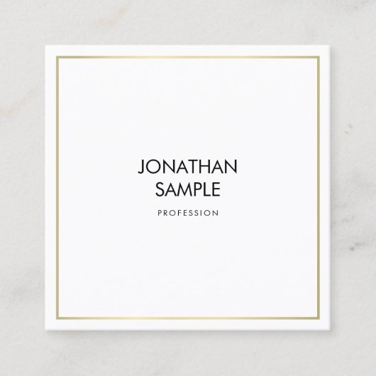 Trendy Simple Design Stylish Gold Professional Vierkante Visitekaartje (Voorkant)