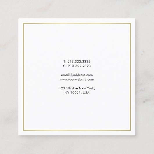 Trendy Simple Design Stylish Gold Professional Vierkante Visitekaartje (Achterkant)