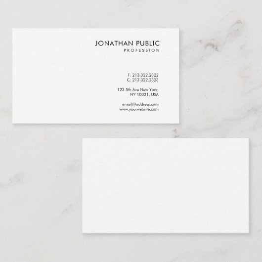 Trendy Simple Design White Sjabloon Moderne afbeel Visitekaartje (Voorkant / Achterkant)