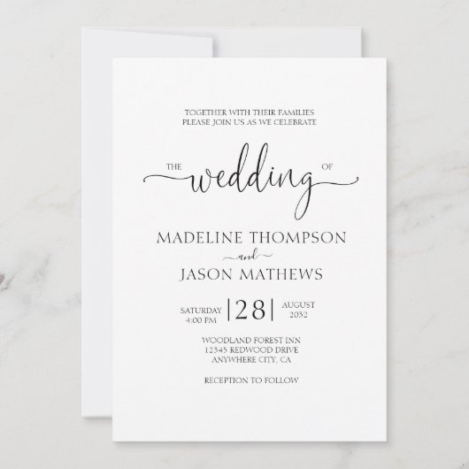 Trendy Simple Elegant Script Photo Wedding Kaart (Achterkant)