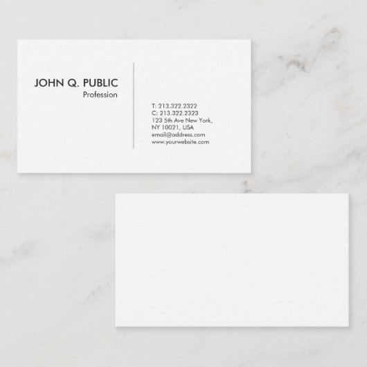 Trendy Simple Graphic Design Elegant Plain White Visitekaartje (Voorkant / Achterkant)