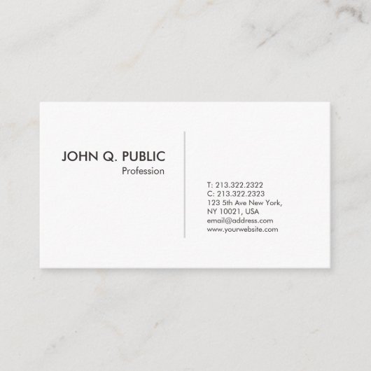 Trendy Simple Graphic Design Elegant Plain White Visitekaartje (Voorkant)