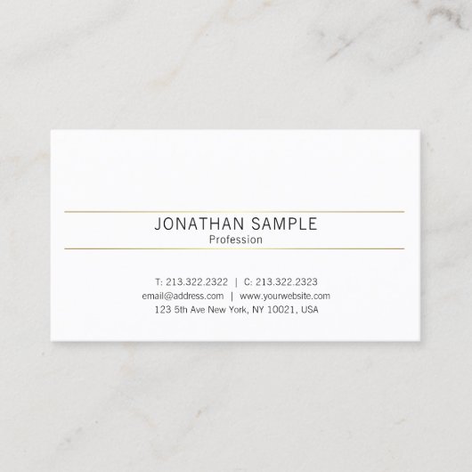 Trendy Simple Graphic Design Gold White Plain Visitekaartje (Voorkant)