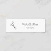 Trendy Simple Hair Stylist Scissors Grey White Mini Visitekaartje (Voorkant)