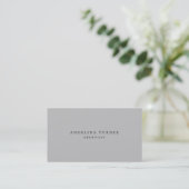 Trendy Simple Minimalist Silver Grey Professional Visitekaartje (Staand voorkant)