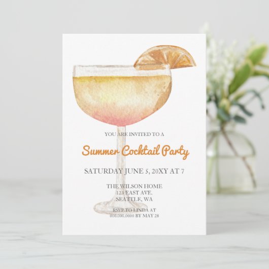 Trendy Simple Modern Summer Cocktail Party Kaart (Staand voorkant)