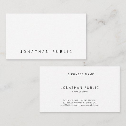 Trendy Simple Moderne Professional Sjabloon Elegan Visitekaartje (Voorkant / Achterkant)