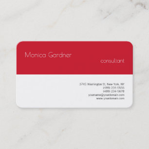 Trendy Simple Plain Creative Modern Red White Visitekaartje