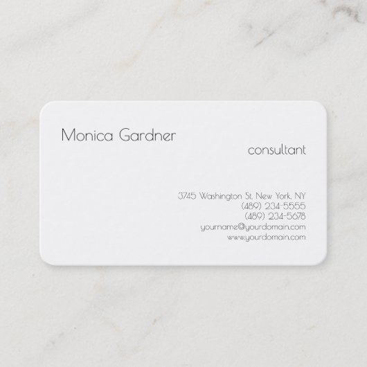 Trendy Simple Plain Creative Modern White Visitekaartje (Voorkant)