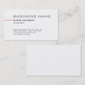 Trendy Simple Plain White Manager-Visitekaartje Visitekaartje (Voorkant / Achterkant)