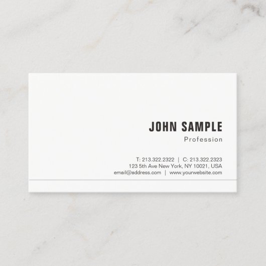 Trendy Simple Professional Creative Elegant White Visitekaartje (Voorkant)