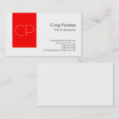 Trendy Simple Red White Monogram Visitekaartje (Voorkant / Achterkant)