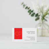 Trendy Simple Red White Monogram Visitekaartje (Staand voorkant)