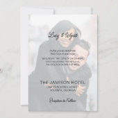 Trendy Simple Script Overlay Photo Wedding Kaart (Voorkant)