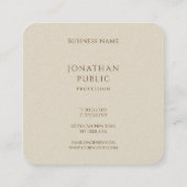Trendy Simple Sjabloon Minimalist Modern Beige Vierkante Visitekaartje (Achterkant)