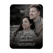 Trendy Simple Typography Photo Wedding Couple Magneet (Verticaal)