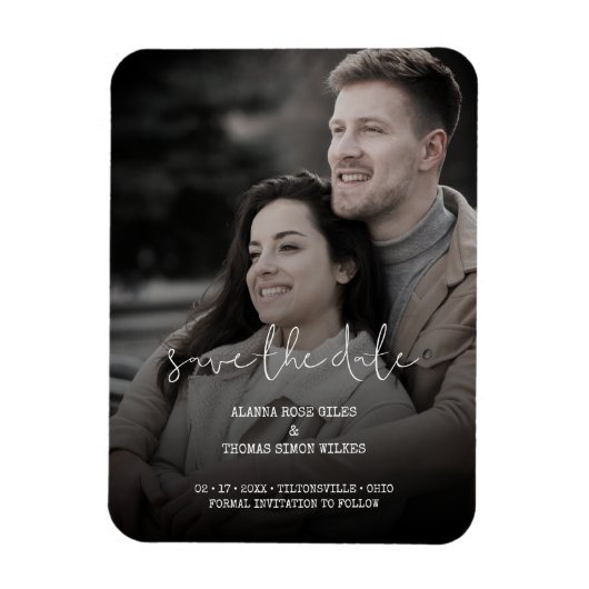 Trendy Simple Typography Photo Wedding Couple Magneet (Verticaal)