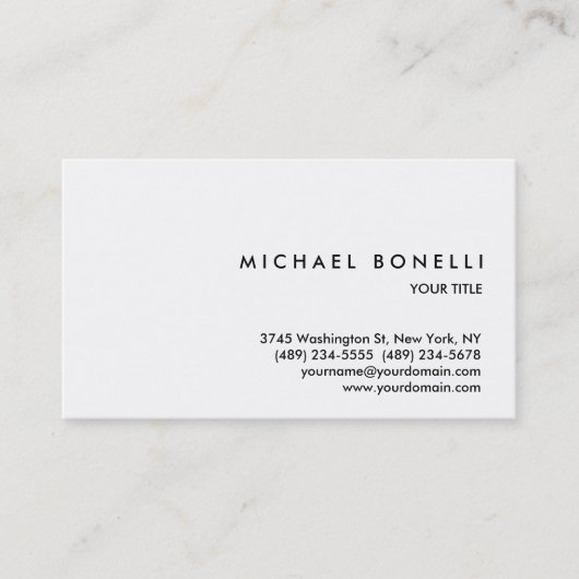 Trendy Simple White Professional-Visitekaartje Visitekaartje (Voorkant)