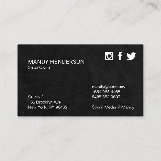 Trendy Simple (zwart) Visitekaartje (Achterkant)