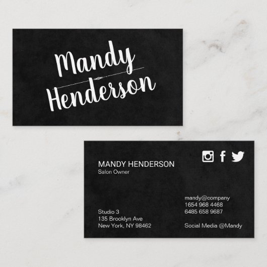 Trendy Simple (zwart) Visitekaartje (Voorkant / Achterkant)