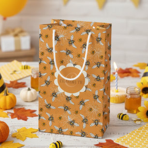 Trendy Sinaasappel Buzzing Honeybee voor Lente & Z Klein Cadeauzakje