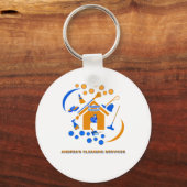 Trendy Sinaasappel en Blue Cleaning Services Logo  Sleutelhanger (Voorkant)