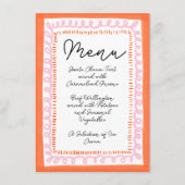 Trendy Sinaasappel en Roze Squiggle Wavy Border Me Menu (Voorkant)