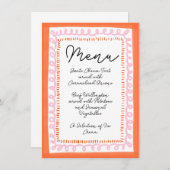Trendy Sinaasappel en Roze Squiggle Wavy Border Me Menu (Voorkant / Achterkant)
