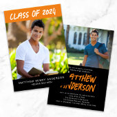 Trendy Sinaasappel Zwart Foto's Afstuderen Kaart