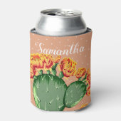 Trendy Sinaasappels bloemenstekelige perencactus k Blikjeskoeler (Blikje Voorkant)