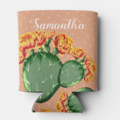 Trendy Sinaasappels bloemenstekelige perencactus k Blikjeskoeler (Achterkant)