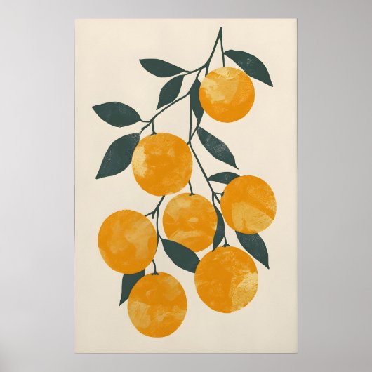 Trendy Sinaasappels Digitale Kunstprint - Minimali Poster (Voorkant)