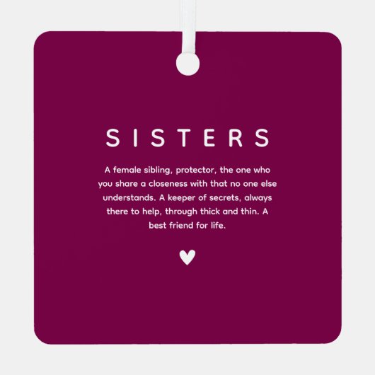 Trendy SISTERS Foto & Quote Keepsake Gift Metalen Ornament (Achterkant)