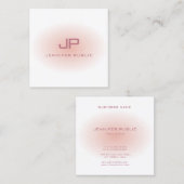Trendy Sjabloon Blush Pink White Modern Monogram Vierkante Visitekaartje (Voorkant / Achterkant)