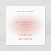 Trendy Sjabloon Blush Pink White Modern Monogram Vierkante Visitekaartje (Achterkant)