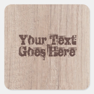 Trendy Sjabloon Distress Text Brown Wood Board Vierkante Sticker