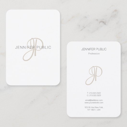 Trendy Sjabloon Elegant Modern Monogrammed Visitekaartje (Voorkant / Achterkant)