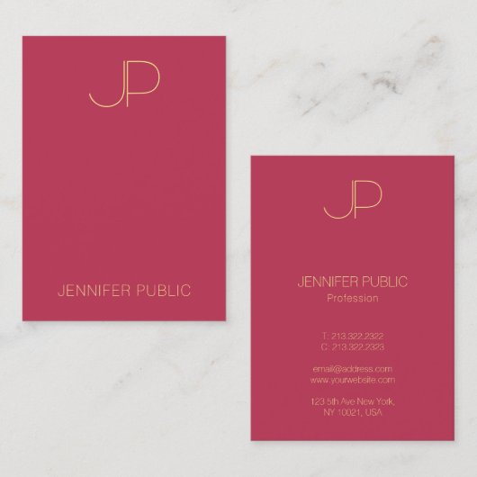 Trendy Sjabloon Elegant Monogram Modern Verticaal Visitekaartje (Voorkant / Achterkant)