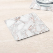 Trendy Sjabloon Elegant Roos Gold White Marble Kartonnen Onderzetters (Schuin)