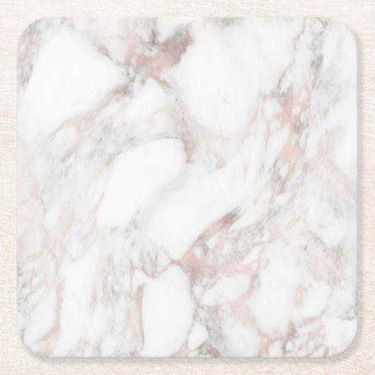 Trendy Sjabloon Elegant Roos Gold White Marble Kartonnen Onderzetters (Voorkant)