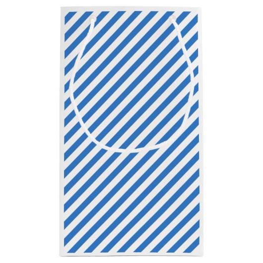Trendy Sjabloon Modern Blue White Striped Creative Klein Cadeauzakje (Achterkant)