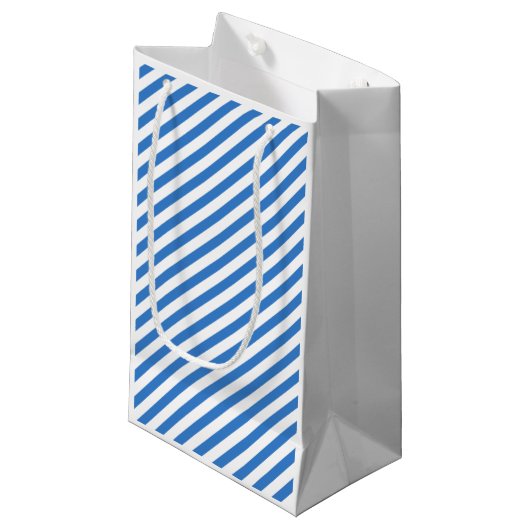 Trendy Sjabloon Modern Blue White Striped Creative Klein Cadeauzakje (Voorkant Gekanteld)